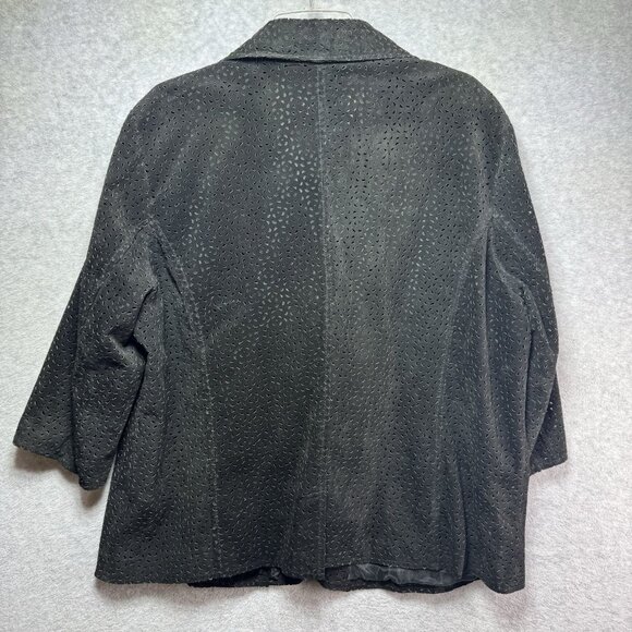 Terry Lewis Classic Luxuries Jacket Womens 1X Black Leather Laser Cut Suede - Picture 2 of 7